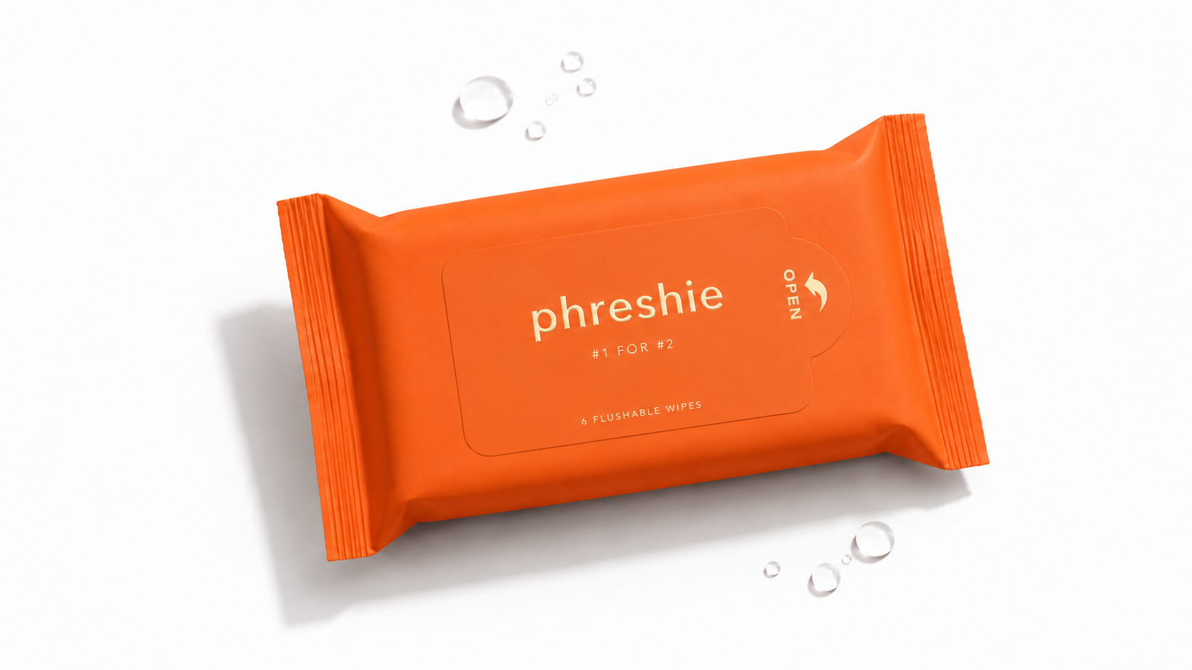 Phreshie Phresh Pack - 6 toilet-safe adult wipes in orange pouch